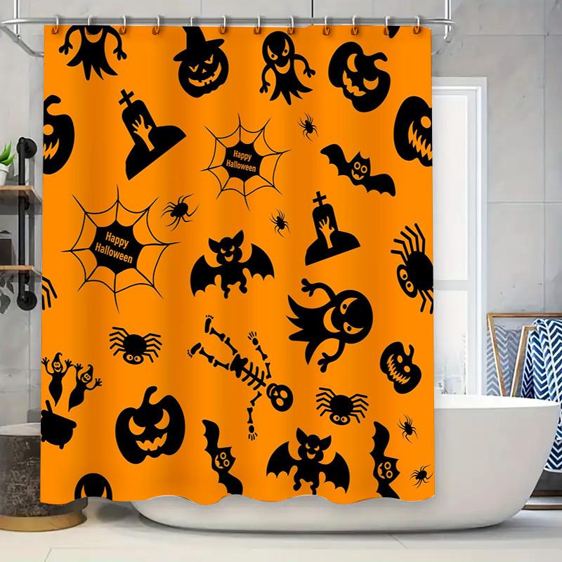 

Halloween-Themed Shower Curtain With Spooky Designs For Bathroom Decor During October Celebrations W60H190(CM)-1 Pcs