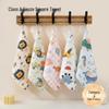 Class A Pure Cotton Crinkle Bib: Six-Layer Cartoon Print Square Handkerchief