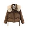 Winter black cotton-padded jacket , small man, new style, fashionable, big fur collar, short cotton-padded jacket in stock.