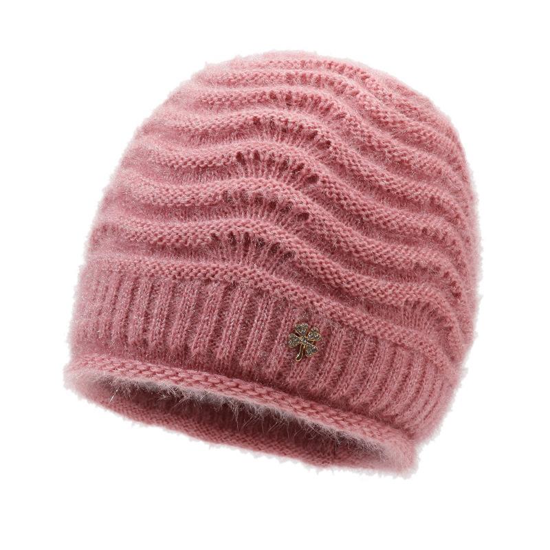 Strickmütze Damen Herbst Winter Warm Pullover Mütze Elastische Wollmütze Outdoor Ärmelmütze