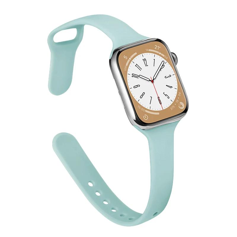 Slim Strap for Apple Watch Band 44mm 40mm 38mm 42mm Ultra 49mm Silicone Bracelet Correa iWatch Series 6 Se 5 4 3 7 8 45mm 41mm