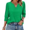 Women's Fashion Casual 3/4 Sleeve Solid Color Shirt Women's V-Neck Tops