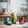 Retro Kiln Coffee Cup With Lid Spoon Personalized Ceramic Cup Office Water Cup Household Gift Drum Cup