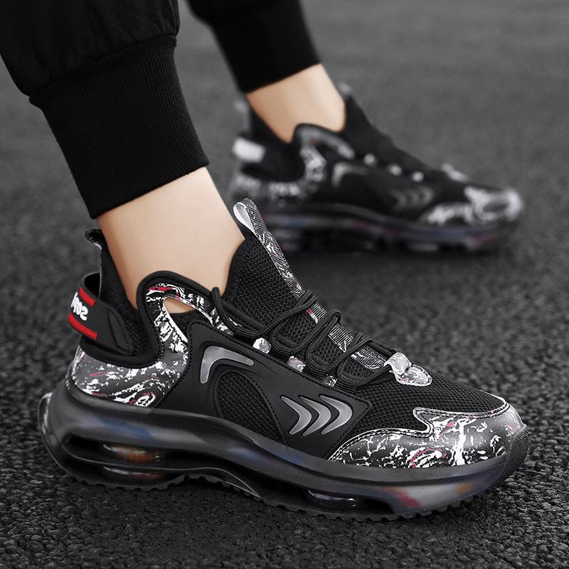 Popcorn Sneakers Men's Shoes Trendy Double Air Cushion Light Sole Travel Running Shoes Guochao Catwalk Dad