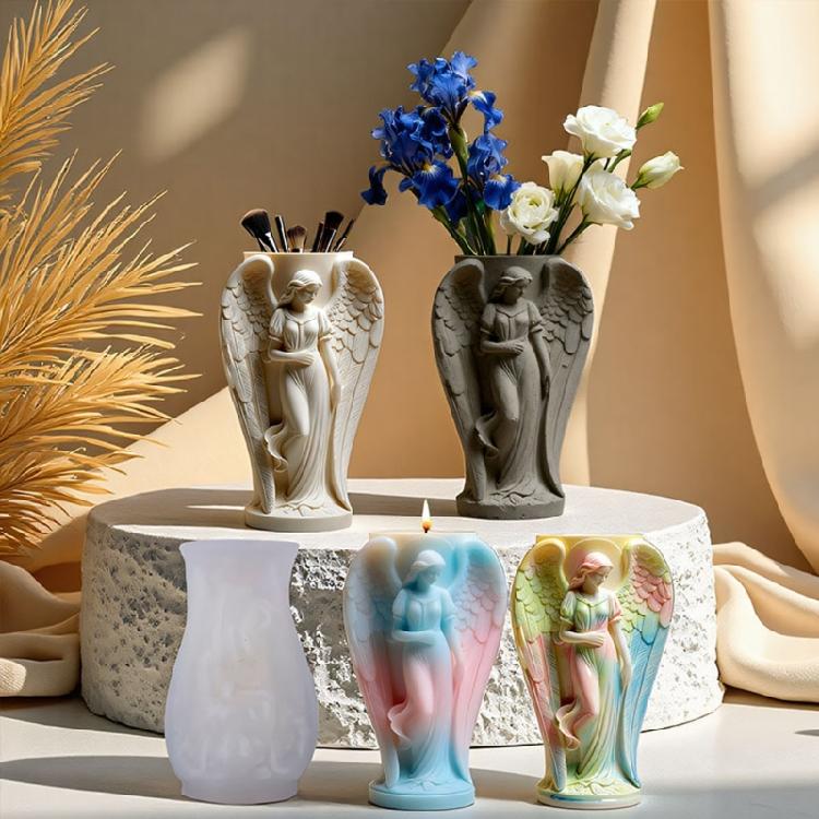 Detaillierte Relief Engel Blumentopf Silikonform für Harzkunst Schmuckbehälter Kerzenform Bastelzubehör