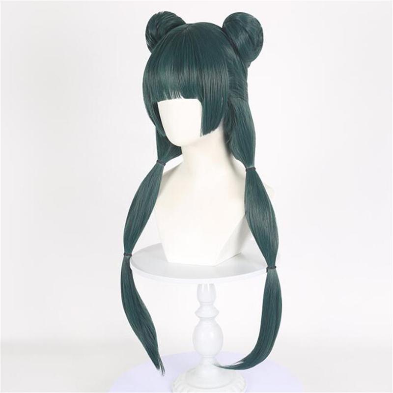 Maomao Cosplay-Perücke, Anime „The Apothecary Diaries“, hitzebeständig, synthetische grüne Haarknoten, Kusuriya no Hitorigoto-Perücken + Perückenkappe