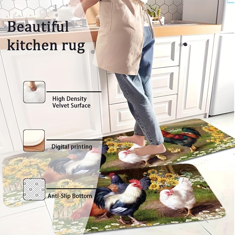 Rooster Sunflower Kitchens Mat Home Decor Non-Slip Hallway Balcony Laundry Rugs Bedroom Doormat Bathrooms Foot Pad Decor