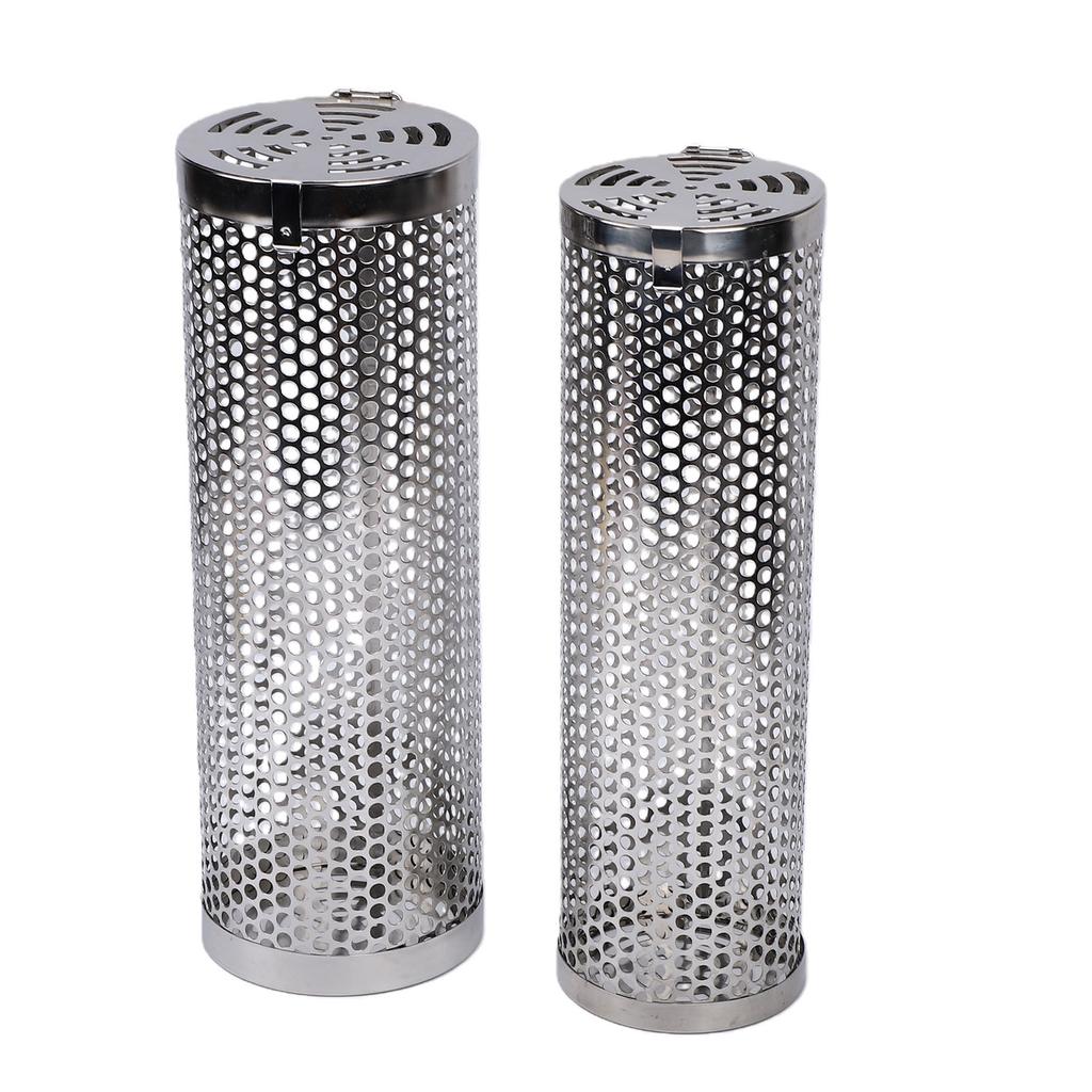 2 Pcs Rolling Grill Basket 304 Stainless Steel BBQ Net Tube Barbecue Cylinder Cage for Vegetable Fish Meat Food Camping