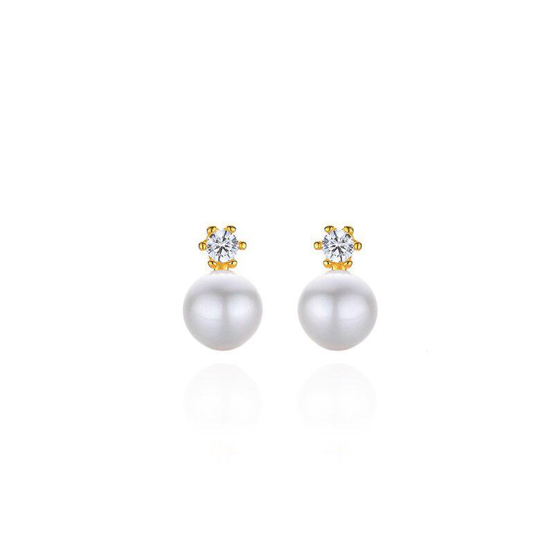 925 Sterling Silver Simple Crystal Pearl Stud Earrings Women Fashion Charm Anniversary Gift Jewelry