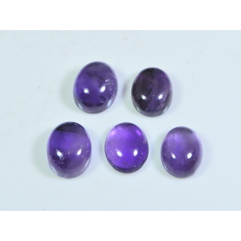 

10X12MM Natural Amethst Ring Size Oval Cabochon Loose Gemstone 5 Pcs Lot A-461