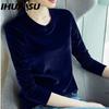 Spring Autumn Women's European and American Trend Thin Gold Velvet Shirt Korean Temperament Delicate Loose Warm Long Sleeve Shirt