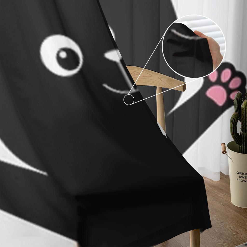 Black Cat Chiffon Sheer Curtains For Living Room Bedroom Decoration Window Tulle Curtains Drapes