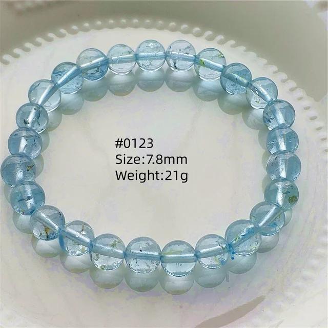 Natürlicher Blauer Topas Klare Runde Perlen Trendiges Unisex Armband Schmuck Party Geschenk 7mm 8mm AAAAAA