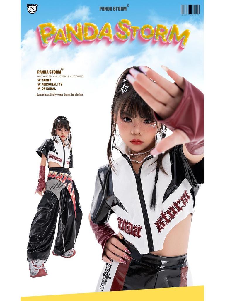 Trendy Jazz Dance Costume: Shiny Jacket and Pants Suit for Girls - Perfect for Street Dance Performances.