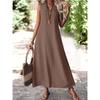 Abito Lungo da Donna Senza Maniche in Lino Scollo a V Ampio Casual Lungo