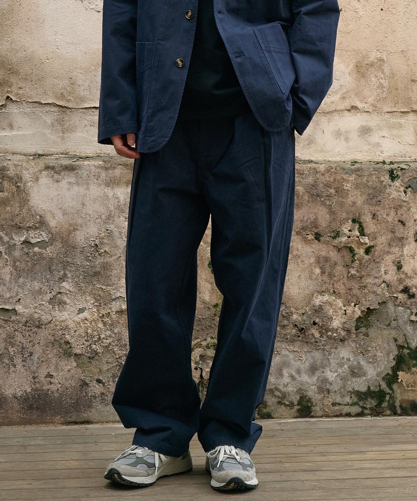 HEAVYI Heavy Cotton One-Pleat Pants_Navy