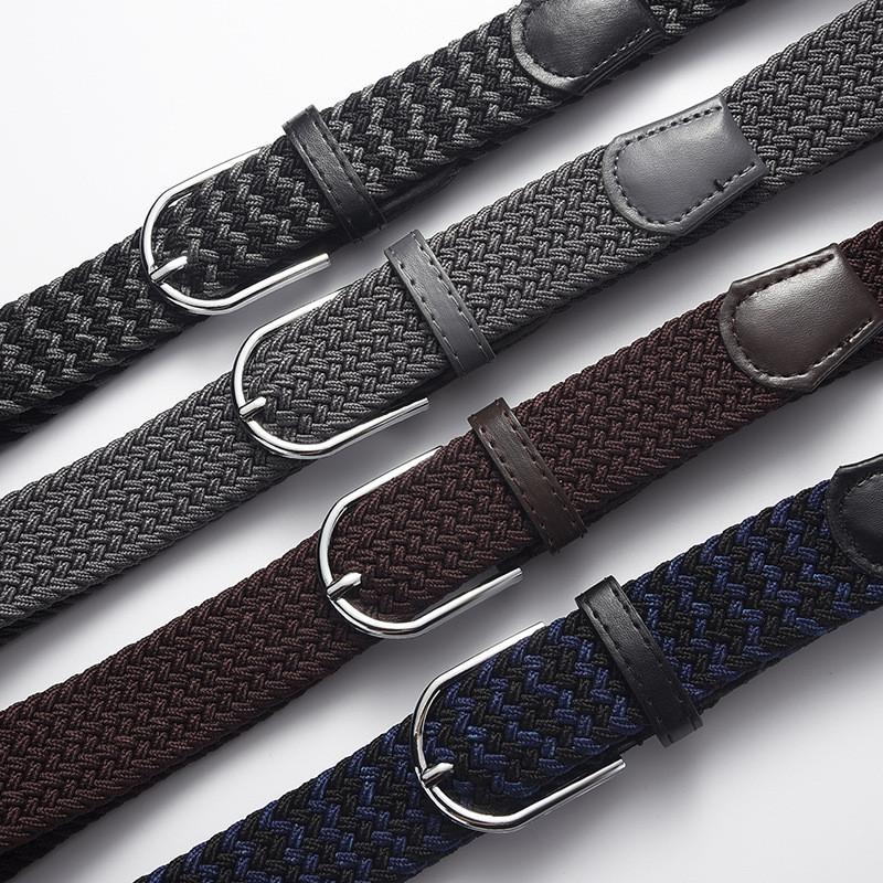 Stylish Woven Stretch Casual Mens Belt With Alloy Buckle For Fashionable Wear