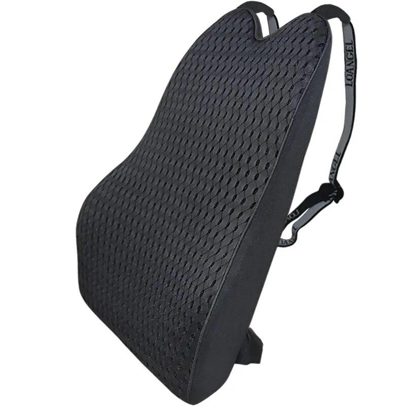 Car Memory Foam Seat Protector Cushion with Belt Auto Cotton Mesh Lumbar Support Pillow for Driving Soft Back Pain Office