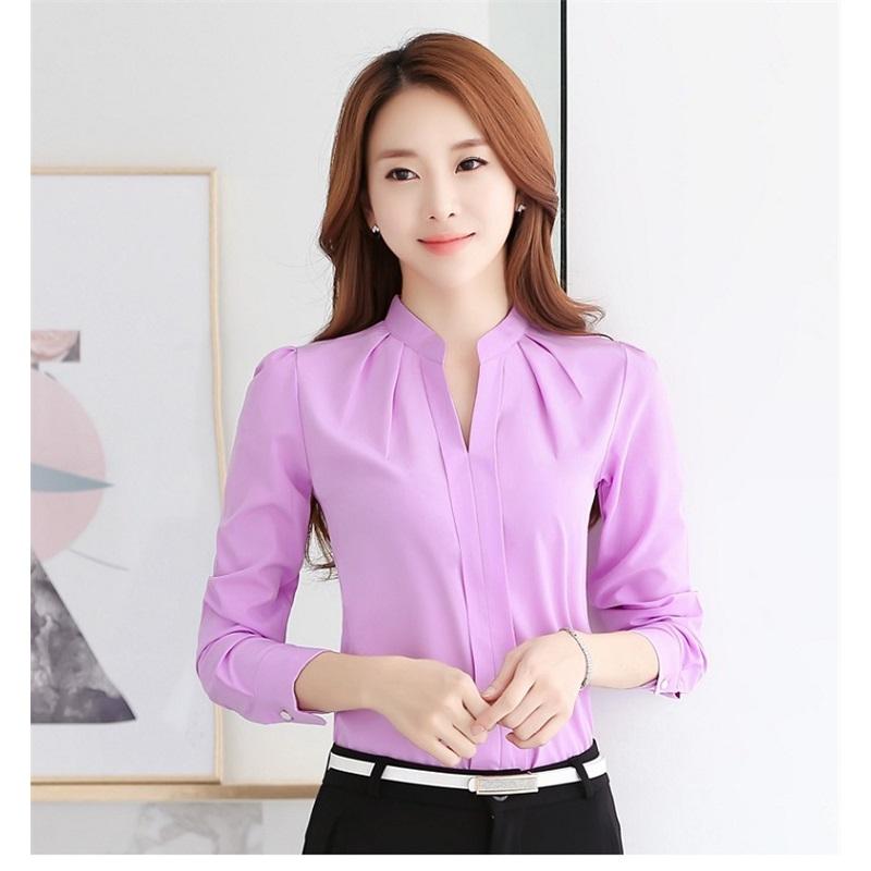Frühlings-Chiffonhemd Damen Koreanischer Fan Bluse Klein Frisch Stehkragen Locker Mittellang Langärmlig Weißes Hemd