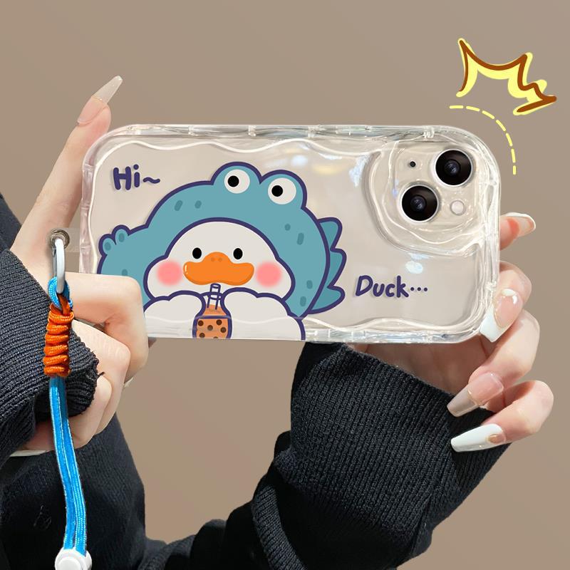 Applicable To Apple 16promax Mobile Phone Case IPhone 15 Cute Cartoon Duck 13//11/12 Transparent Silicone 14