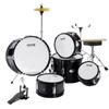Kids Drum Set 5-Piece 16 in Beginner Children Drum Set with Throne Black