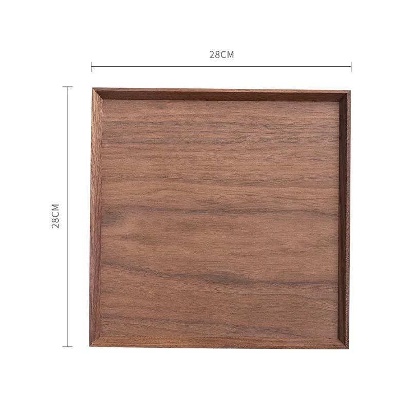Square Tray Solid Wood Pallet Japanese Black Walnut Tableware Food Plate Rectangle Kitchen Supplies Hotel Serving Serving Tray