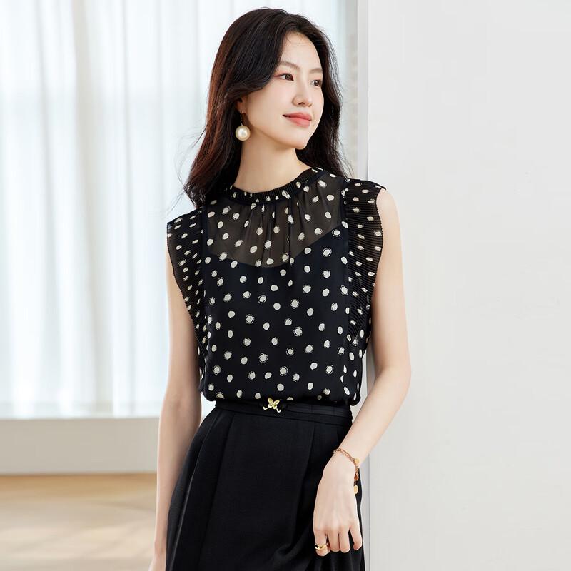 CARBAMMI Women s Polka Dot Sleeveless Chiffon Tank Top XL