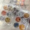 6-Farben Gold & Silber Folien Nagelkunst Dekoration Set - Glitzer Laser Zinn Flocken Aufkleber