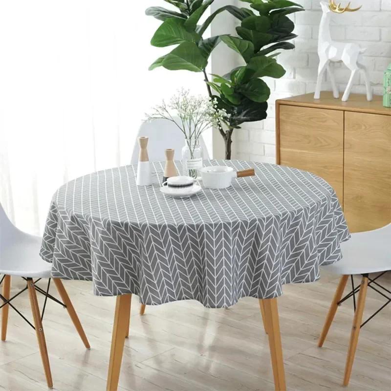 Diameter 120/150cm Nordic Round Tablecloth Cotton Linen Washable Hotel Banquet Table Cloth Wedding Party Christmas Table Cover
