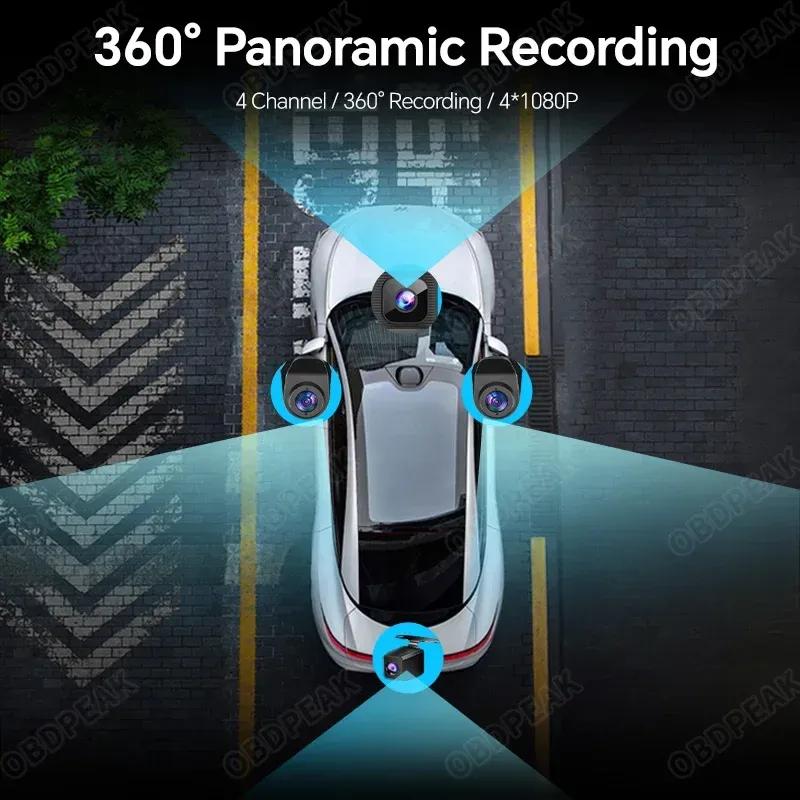 4K Dash Cam 4-Channel Record 1080P ADAS BSD Car DVR WIFI APP Rear View Mirror Auto Video Recorder Camera Ultra HD 24H Parking