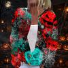 Damenmode Halloween-Print Strickjacke mit langen Ärmeln und Knopfleiste - Lässiger Mantel für den Alltag und Feiertagspartys