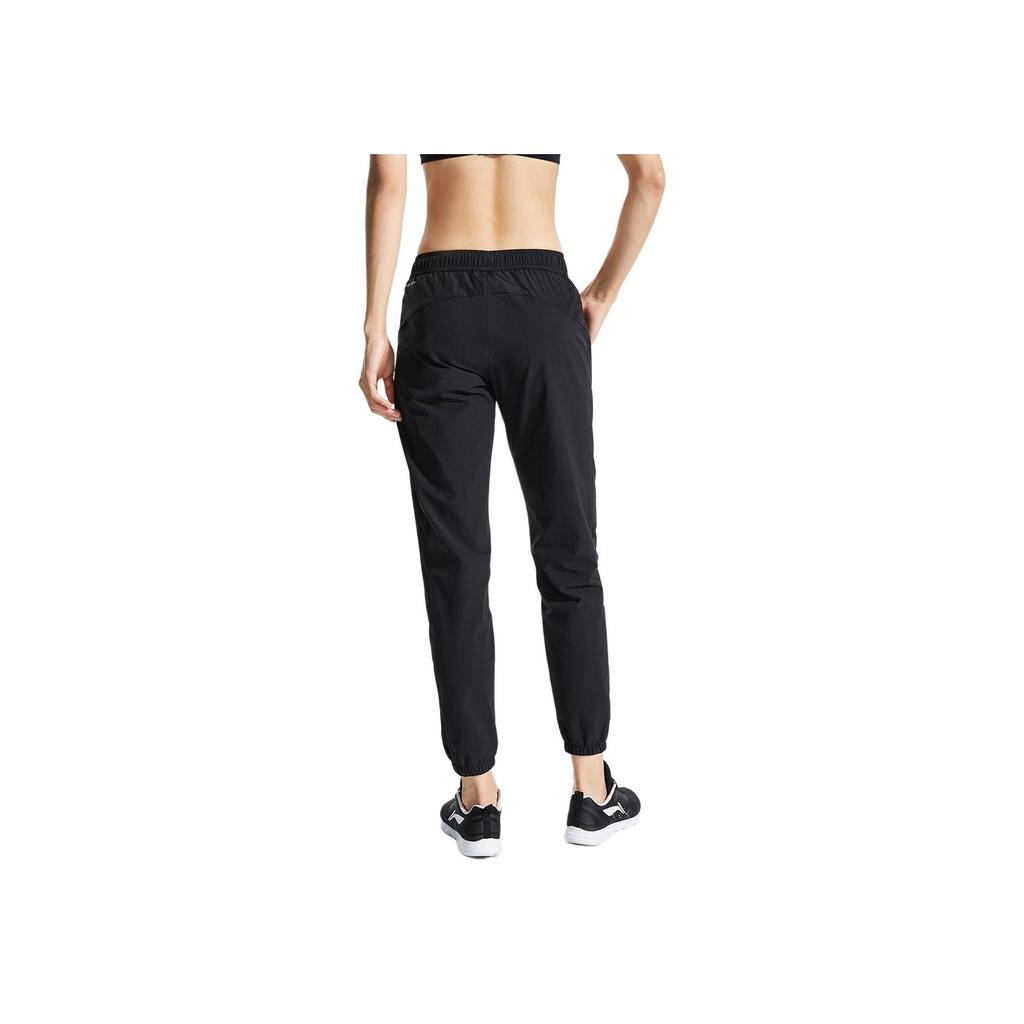 Li Ning Running Series Solid Color Tapered Sports Knit Pants Women Bottoms Black AYKR002-1