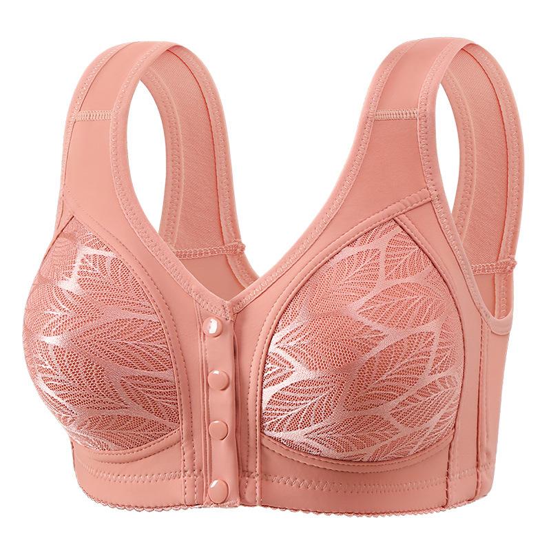 Front button plus size thin without steel ring gathering vest style bra fixed cup comfortable skin friendly middle-aged and elderly underwear