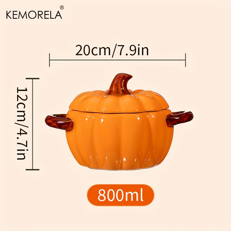 Halloween-Kürbis-Schüssel, ofenfester Keramik-Kürbis-Auflauftopf mit Deckel und Griffen, perfekt für Thanksgiving und Halloween