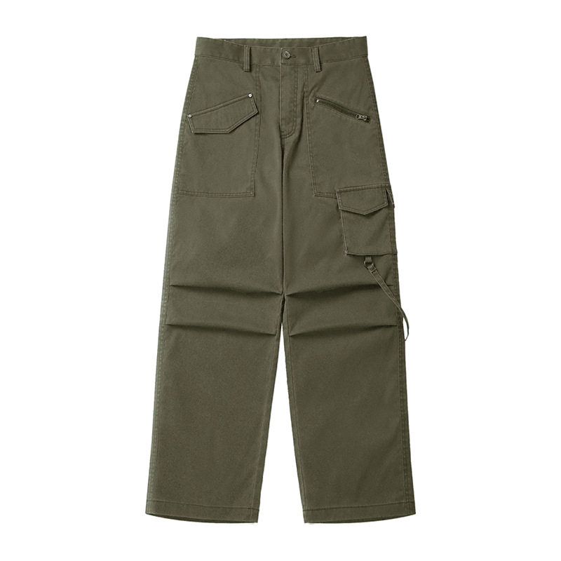 American Street Style Functional Patch Pocket Cargo Pants for Men, 2025 Autumn New Trendy Brand Retro Loose Casual Long Pants