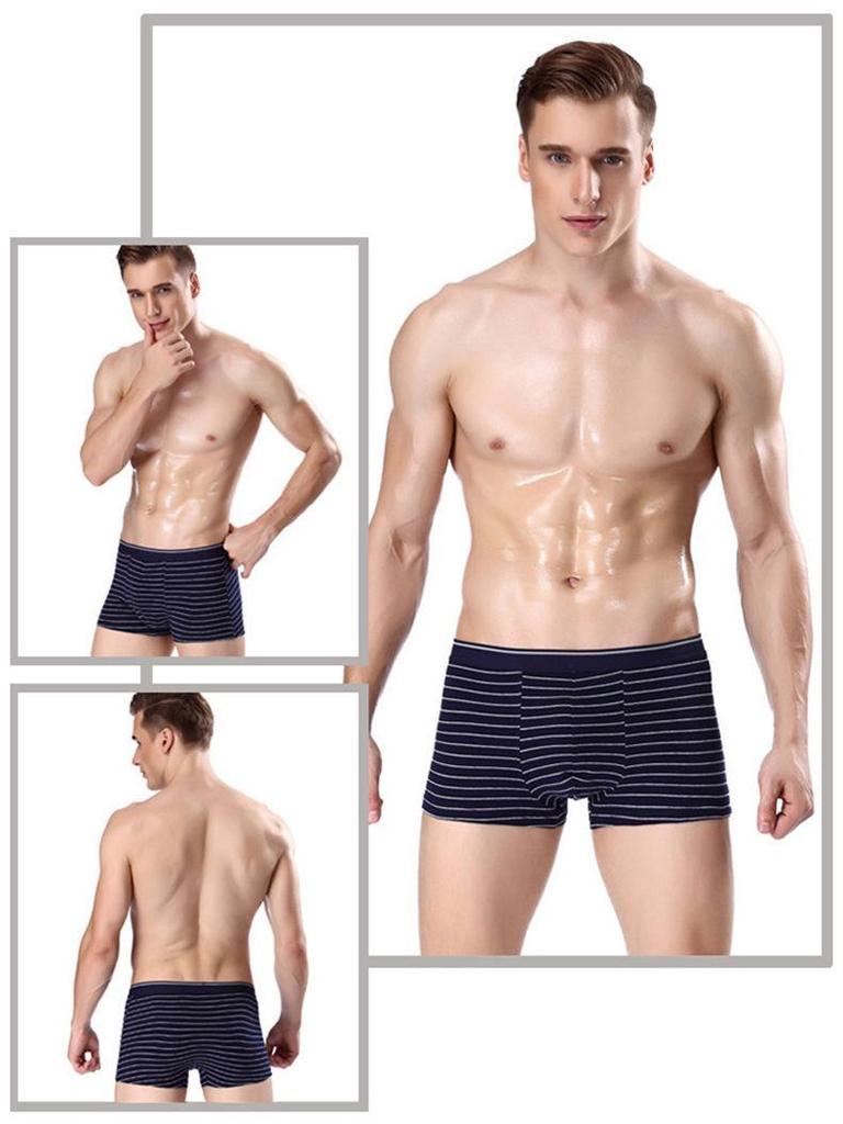 [4-Pack] Langsha Men's Cotton Boxer Briefs - Mid-Rise with Slits