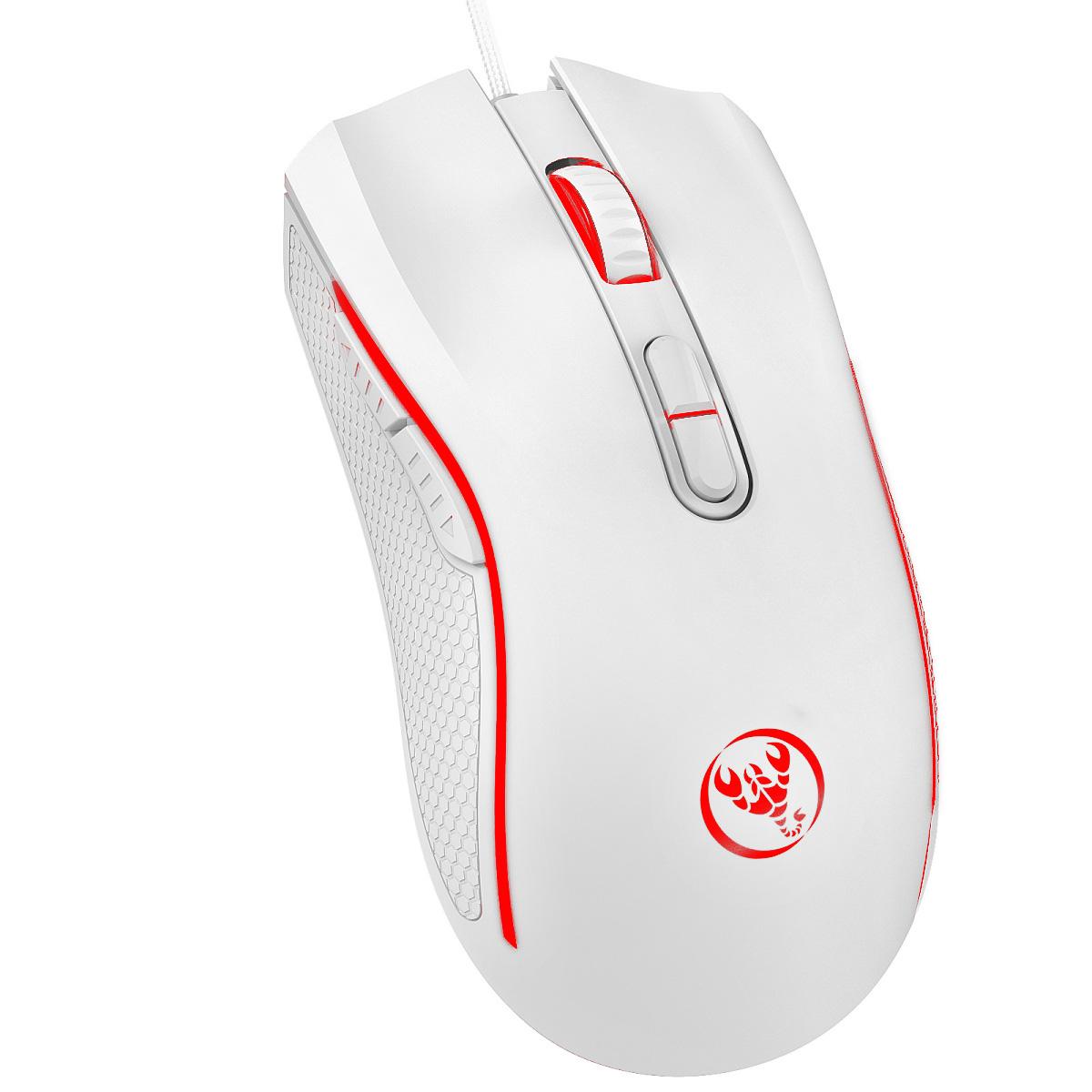 

HXSJ A869 USB Wired Gaming Mouse 3200DPI Colorful Light Computer Laptop Mice White
