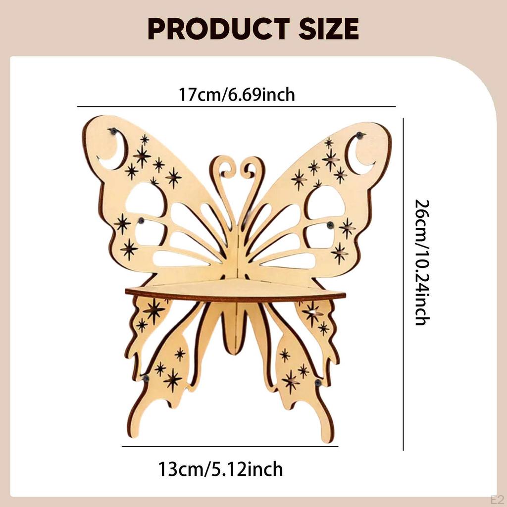 Floating Corner Shelf Storage Rack Modern Creative Butterfly Design Wooden Wall Decor for