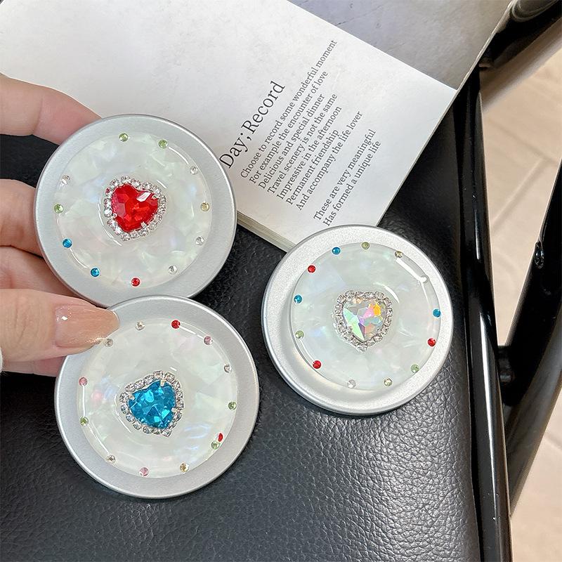 Colorful Heart Rhinestone Phone Holder: Magnetic, Retractable, Portable Finger Ring