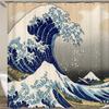 Waterproof Curtain With Mildewproof Shower Sea Wave Dinosaur Whale And Cat Print