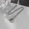 Titanium Steel Geometric Pendant Necklace With Rhinestones For Couples And Adults