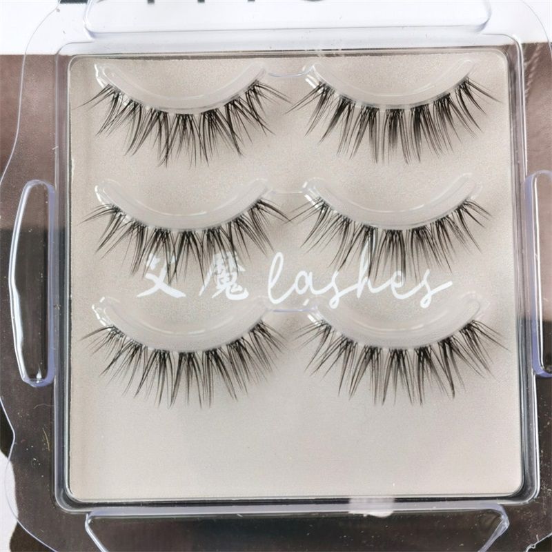 Aimo - Set aus 3 Paar: Natürliche, zarte künstliche Wimpern