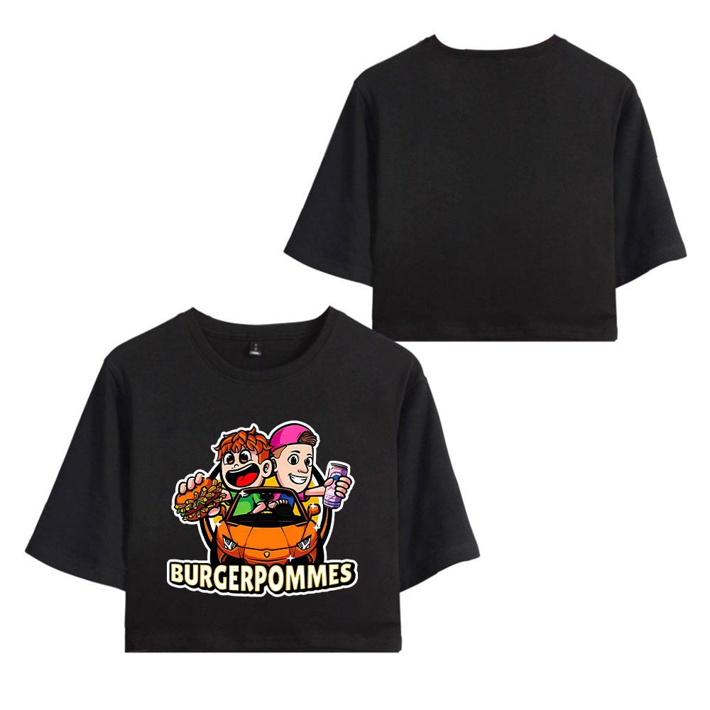 Burgerpommes ICrimax Printed Girl Tee Shirt Summer Crop Tops Soft Tshirt Popular Slim Fitness Short Sleeved