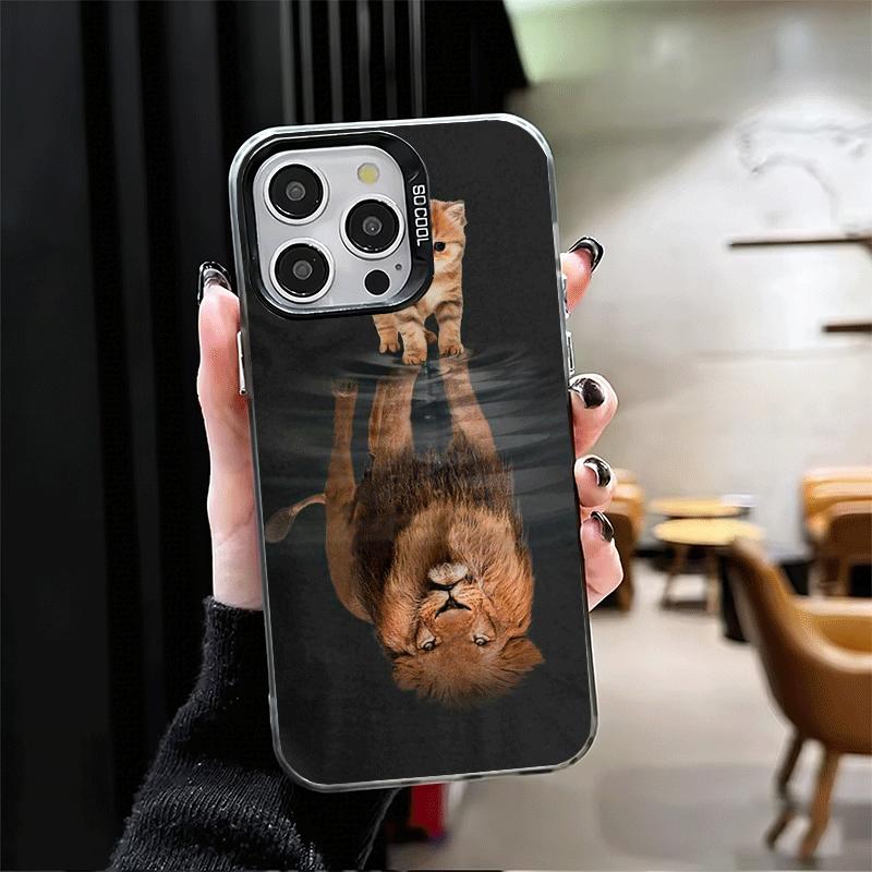 Cat Reflects Tiger Cool Soft Phone Case for iPhone 15 16 17 Pro Max 17Air 16E 14 Plus 13 12 Mini Shockproof Cover Back Shell