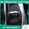 For TESLA Model 3 2017-2025 Car Decorat Protecte Door Lock Cover Decoration Accessories Silicone Mute Damping Cushion