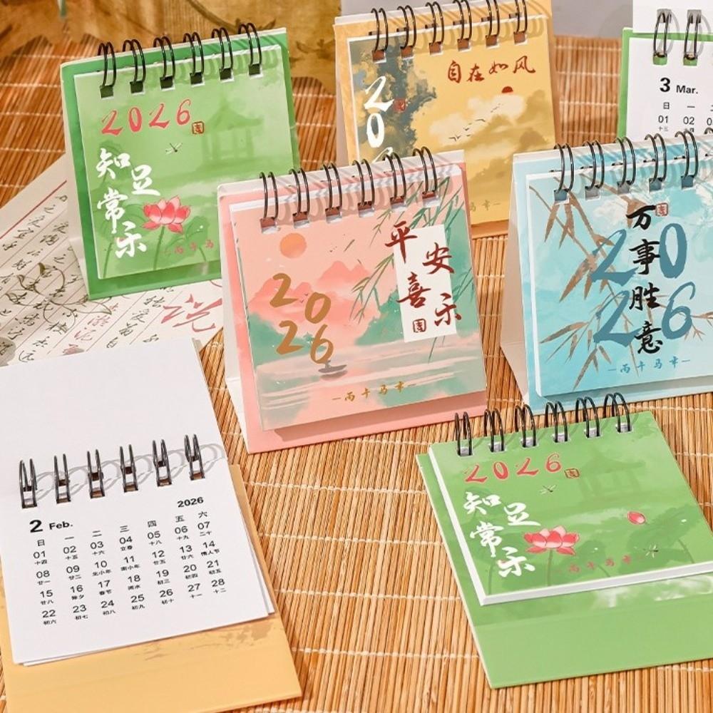 2026 Mini Desktop Paper Calendar Multi-function Agenda Organizer Home Office Supplies