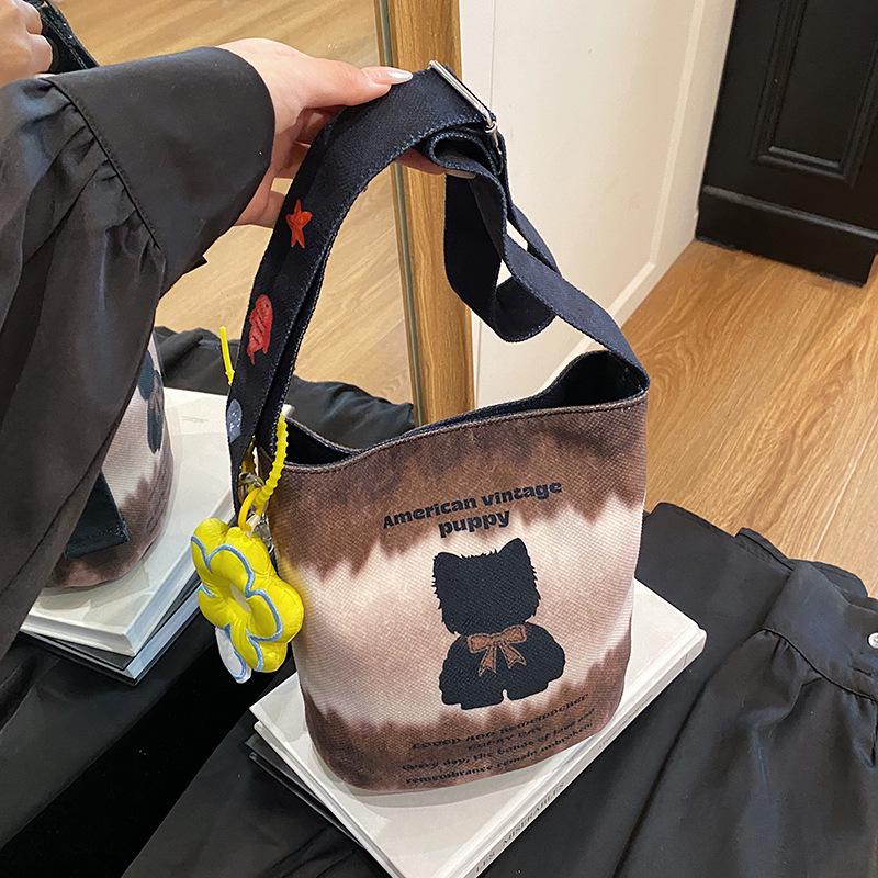 Stylish Kitten Print Underarm Tote: New Cute Cartoon Graffiti Handbag