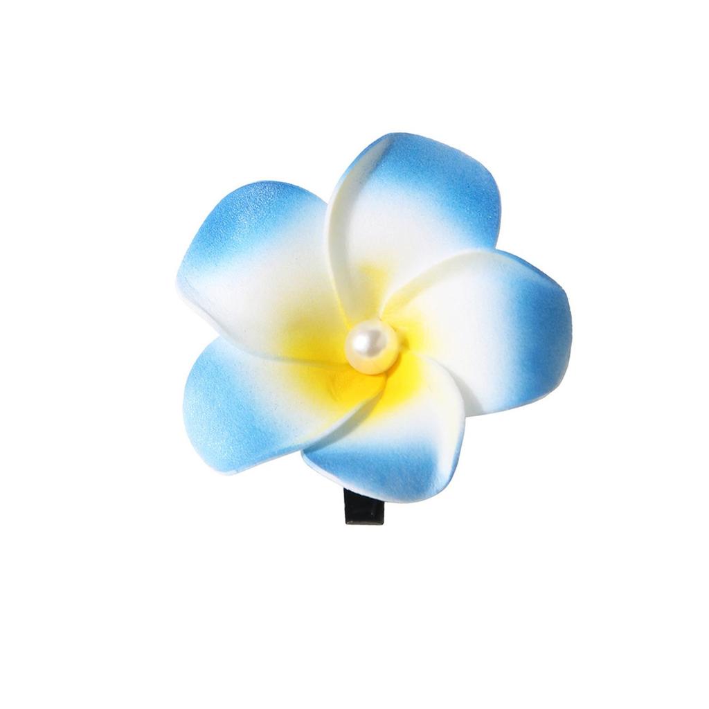 Pearl Flower Hair Clip Plumeria Flowers Side Bangs Clip Beach Claw Clips Headpiece For Women Hawaiian Barrettes Accessories