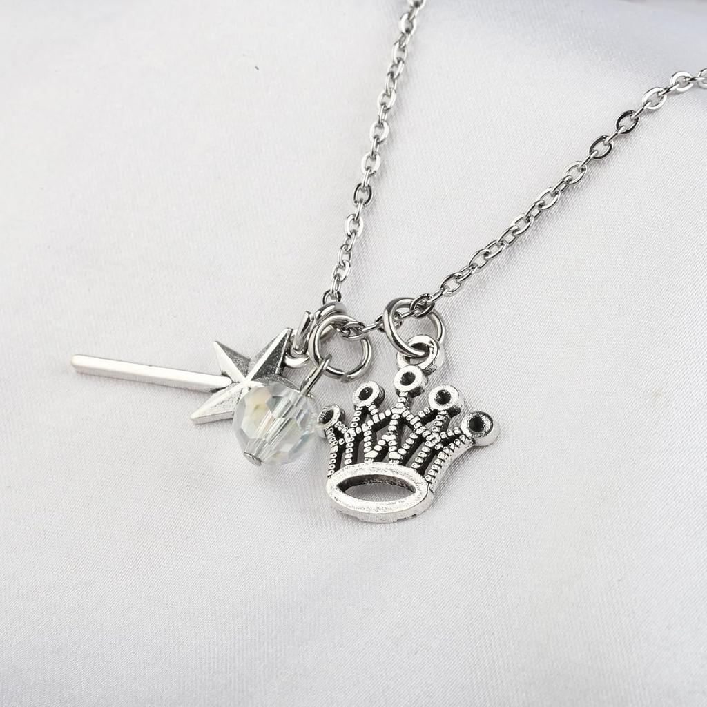 UJIMS Wizard Dorothy Inspired Gifts Glinda Good Witch Charm Necklace Magic Wand Jewelry for Witch Lovers