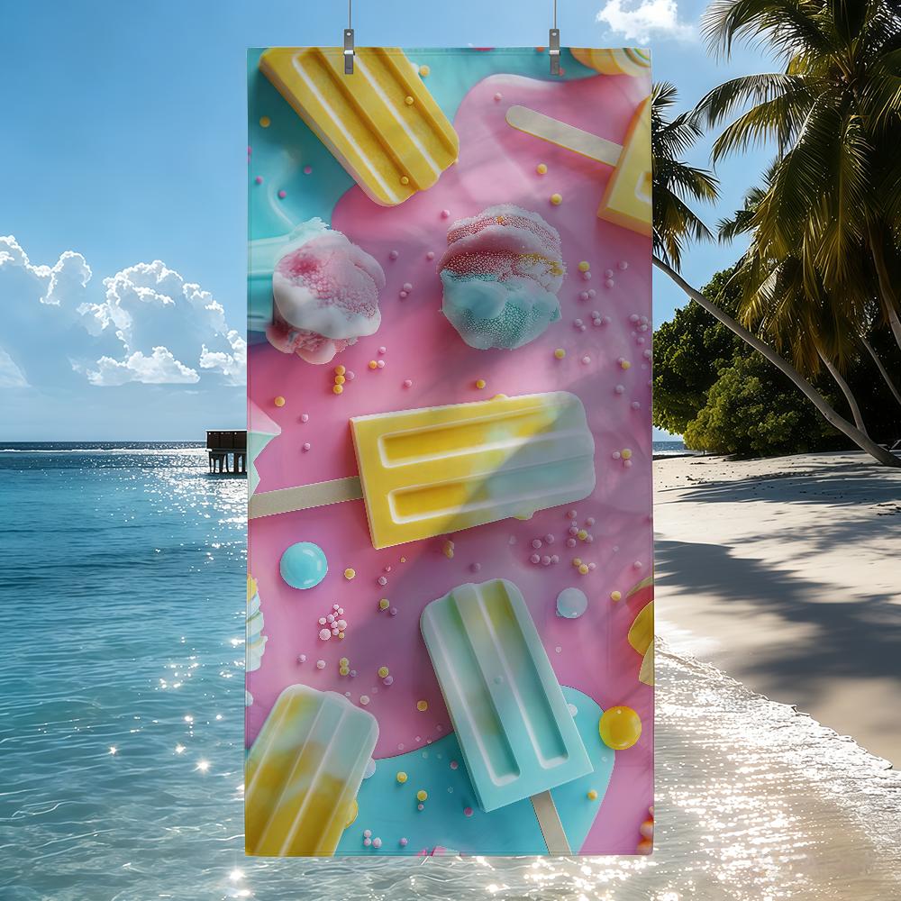 

Ice cream printed Towel Quick Drying Beach Towels Are Suitable For Swimming Pools Camping Yoga And The Gym W40*H60(CM)